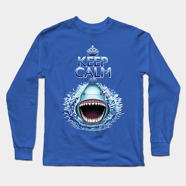 Keep Calm and...Shark Jaws Attack! Long Sleeve T-Shirt by BluedarkArt